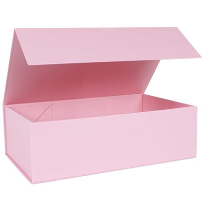 LFBOX Pink Gift Box with Magnetic Lids 13.8x8.3x4.4 in, Large Present Box for Bridesmaid Proposal Wedding Mother's Day 1 Pack - color: Pink, size: 1 count (Pack of 1)