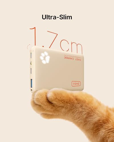 INIU 45W Fast Charging Portable Charger, 40% Smaller 10000mAh with Detachable Cable, Flight-Safe Travel Power Bank, USB C External Phone Battery Pack for Women, Girls, Daily Commute, Gift, Beige - color: Beige