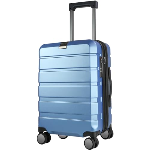 KROSER Hardside Expandable Carry On Luggage with Spinner Wheels & Built-in TSA Lock, Durable Suitcase Rolling Luggage with USB Port, Carry-On 20-Inch, Light Blue - color: Light Blue