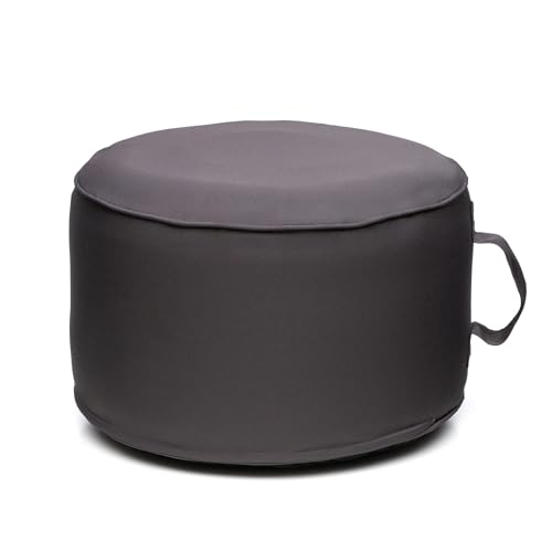 QILLOWAY Inflatable Outdoor Ottoman for Patio, Waterproof Round Pouf, Inflatable Foot Rest, Outdoor Footstool for Poolside, Garden，Camping,Dark Grey - color: Dark Grey