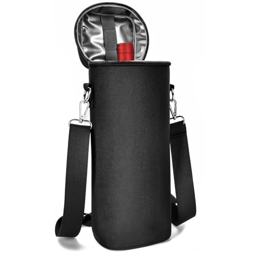 Insulated Wine Bag - Wine Bottle Carrier Tote Cooler Bags Wine Accessory for Gifts Travel Picnic Beach, Black - 1 Bottle - color: Black, size: 1 Bottle
