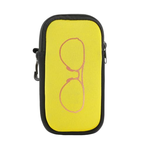 QIUTIMIY Sunglasses Soft Case Zipper Double Eyeglass Case with 2 Compartments 1 Belt Clip - color: Yellow