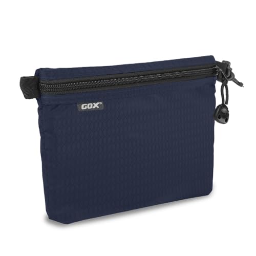 GOX Travel Toiletry Bag Carry On Zipper Pouch Cosmetic Kit Makeup Digital Bag Water Resistant Nylon (Navy Blue) - color: Navy Blue