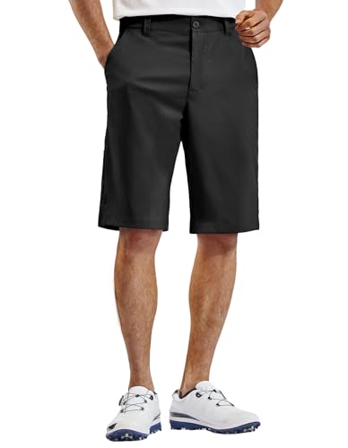 PULI Mens Golf Hiking Shorts Lightweight Casual Dress 12"/10" Inseam Work Stretch Travel Hybrid Quick Drying with Pockets - color: Black, size: 36W x 10L