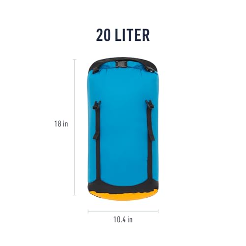 Sea to Summit eVac Compression Dry Bag, Waterproof Compression Sack, 20 Liter, Turkish Tile Blue - color: Turkish Tile Blue, style: 20 Liter