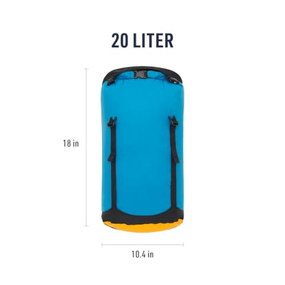 Sea to Summit eVac Compression Dry Bag, Waterproof Compression Sack, 20 Liter, Turkish Tile Blue - color: Turkish Tile Blue, style: 20 Liter