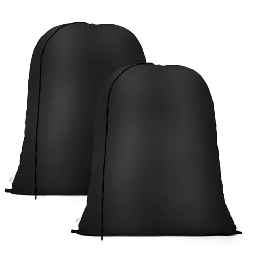 OTraki 20 x 24 inch Laundry Bag 2 Pack Travel Laundry Bags Medium Washable Dirty Clothes Bag Organizer with Drawstring Closure for Camp Fit Laundry Hamper Drying Do Not Exceed 176℉ Black - size: 20x24 inch