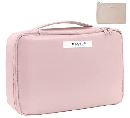 Queboom Travel Makeup Bag Cosmetic Bag Makeup Bag Toiletry bag for women and men(Pink) - color: Pink
