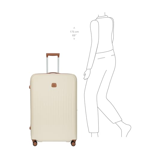 Bric's Taormina Ultra-Light Checked Luggage – Expandable Hard Shell Suitcase with TSA Lock, Anti-Tamper Zippers & 360 Spinner Mobility Wheels - 32 Inch, Cream - color: Cream, size: Checked-Extra Large