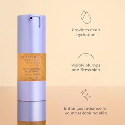 Meaningful Beauty Anti-Aging Skincare Trio Travel Size 3-Piece Starter Kit Gift Set for Women, Advanced Formula with Youth Activating Melon Serum, Day Creme, Eye Cream & Antioxidants