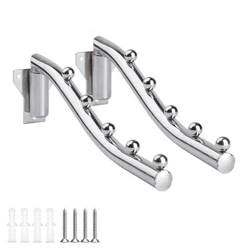 2 PCS Wall Mount Clothes Hanger Foldable, Laundry Hangers Wall Mount Retractable, Outdoor Indoor Wall Mounted Clothes Drying Rack Coat Hook for Laundry Room Closet Organizers and Storage for Wardrobe - size: 5 HOOKS x 2