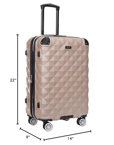 Kenneth Cole REACTION Diamond Tower Collection Lightweight Hardside Expandable 8-Wheel Spinner Travel Luggage, Rose Champagne, 24-Inch Checked - color: Rose Champagne, size: 24-Inch Checked