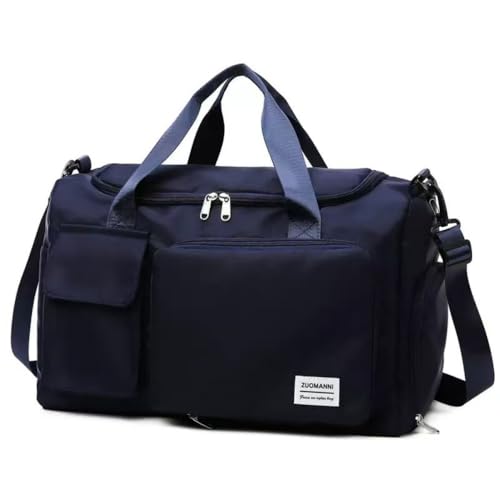 New men's and women's splash proof sports hand travel fitness shopping weekend camping overnight bags. (Navy blue) - color: Navy blue