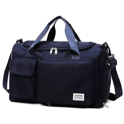 New men's and women's splash proof sports hand travel fitness shopping weekend camping overnight bags. (Navy blue) - color: Navy blue