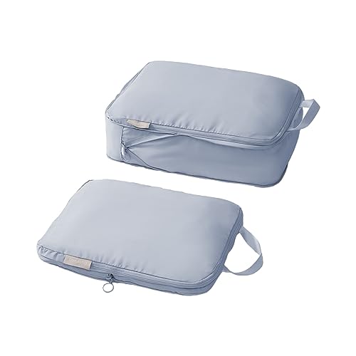 tianzong Compression Packing Cubes for Suitcases, Luggage Organizer Bags Set for Travel (2-Pack Medium, Blue) - color: 2-Pack Medium, Blue