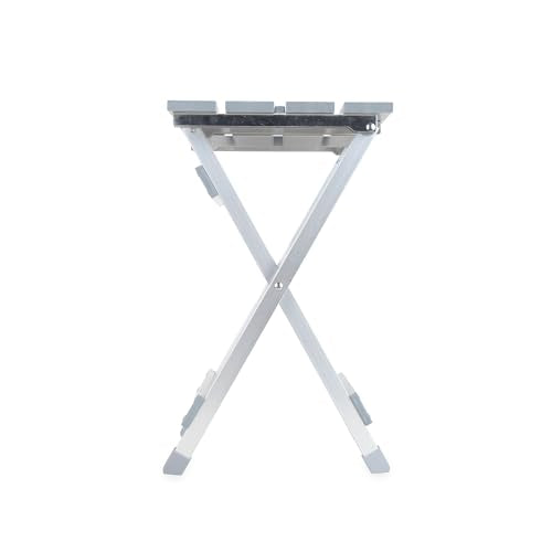 Camco Aluminum Small Outdoor Side Table - Folding Camping Table Supports Up to 130lb - Features Durable Aluminum Construction - Collapses for Easy RV Storage - (51890)