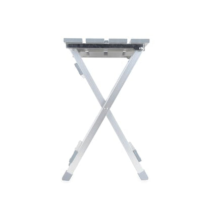 Camco Aluminum Small Outdoor Side Table - Folding Camping Table Supports Up to 130lb - Features Durable Aluminum Construction - Collapses for Easy RV Storage - (51890)