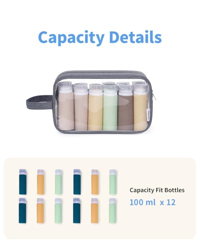 Narwey Clear Travel Toiletry Bags for Traveling Toiletries Men Women, Clear Makeup Bag Cosmetic Bag with Zipper, Make Up Pouch Organizer Bag with Handle, Skincare Beach Snack Medicine Bag, Grey - color: Clear-Grey