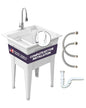 Freestanding Utility Sink with Stainless Steel Gooseneck Faucet - 24" Plastic Utility Sink for Garage, Laundry, Indoor and Oudoor Use - Laundry Tub Kit by Noah William Home - White (19.5 gal) - color: White - Gooseneck faucet