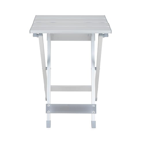 Camco Aluminum Small Outdoor Side Table - Folding Camping Table Supports Up to 130lb - Features Durable Aluminum Construction - Collapses for Easy RV Storage - (51890)