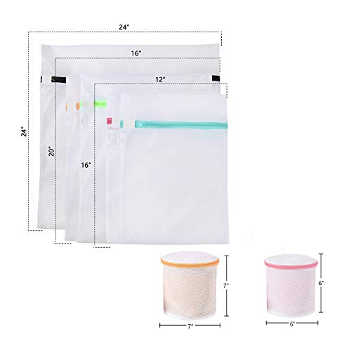 BAGAIL Laundry Bags Mesh Wash Bag for Intimates Lingerie and Delicates,7Pcs(1XL,2L,2M,2 Bra Bags) (Pack of 2) - color: Pearl White-Fine Mesh, size: 1XL,2L,2M,2 Bra Bags (Pack of 2)