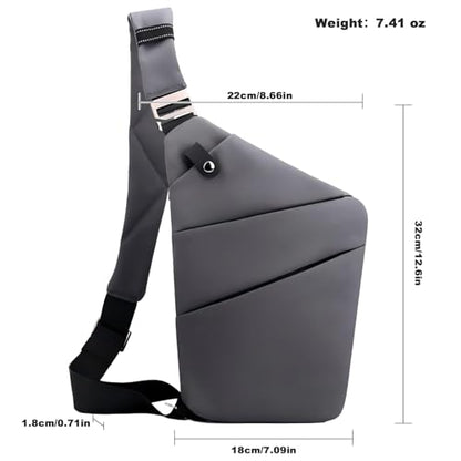 Anti Theft Travel Bag, One Shoulder Large Capacity Cross-body Bag Chest Fashion Lightweight Sling Bags for Travel Sports - color: Dark Grey, style: Left Shoulder