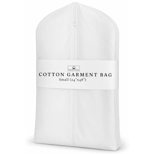 Premium 100% Cotton Garment Bags – 48" Off-White Canvas Suit Cover with YKK Zipper – Breathable, Dust-Proof Storage for Suits, Coats, Dresses, Jackets & Travel/Closet Use - color: Off-white, size: Large (24"x48")