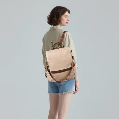 CHERUTY Women Backpack Purse PU Leather Anti-theft Casual Shoulder Bag Fashion Ladies Satchel Bags - color: 1-9 Beige Brown, size: Medium