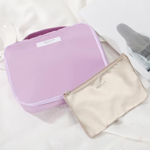 Queboom Travel Makeup Bag Cosmetic Bag Makeup Bag Toiletry bag for women and men (Purple) - color: Purple