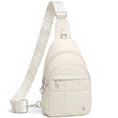 Anti Theft Sling Bag for Men & Women, Lightweight Puffer RFID Crossbody Bag for Travel, Commuting & City Walking, Hands-Free Everyday Essentials Bag White - color: White(ivory)