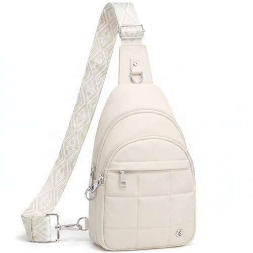 Anti Theft Sling Bag for Men & Women, Lightweight Puffer RFID Crossbody Bag for Travel, Commuting & City Walking, Hands-Free Everyday Essentials Bag White - color: White(ivory)