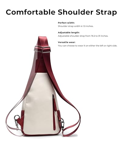 Alldaily Large Sling Bag for Women Crossbody Purse Leather Fashionable Trendy Chest Bag for Travel, Fanny Pack (Red&White) - color: Red With White
