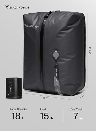 Black Voyage Reusable Vacuum Compression Travel Bag for Carry-On Suitcase and Backpack, Recycled IPX8 Waterproof Space Saver Vacpack (3-Pack, 18L - Pump Included) - color: Gray 18L (3-Pack), size: 18L (Air Pump Included)