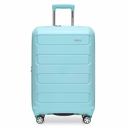 Traveler's Choice Pagosa Hardshell Expandable Luggage with Spinner Wheels, Baby Blue, 26-Inch Medium - color: Baby Blue, size: 27-Inch Medium