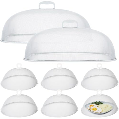 Hicarer 8 Pcs Metal Mesh Screen Food Cover for Outdoors Set Including Extra Large 18.5 in Mesh Food Tents and 11 in Large Dome Picnic Covers to Keep Bugs Away (White) - color: White