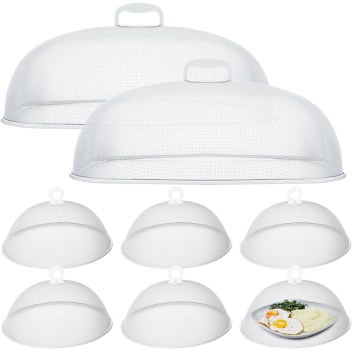 Hicarer 8 Pcs Metal Mesh Screen Food Cover for Outdoors Set Including Extra Large 18.5 in Mesh Food Tents and 11 in Large Dome Picnic Covers to Keep Bugs Away (White) - color: White