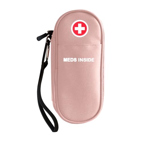 EpiPen Carry Case Insulated, Travel Medical Bag with YKK Zipper, Hold 2 Epi Pens or Auvi-Q, Anti-Histamine, Asthma Inhaler, Allergy Medicines, Emergency Medication Organizer Pouch, Pink - color: Pink