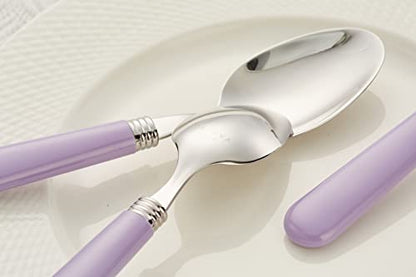 ANNOVA Stainless Steel Colorful Tableware Kitchen Flatware Set Utensils, Includes Dinner Knives, Forks, Spoons, Salad Forks & Dessert Spoons, Modern Rounded Shape (Lilac, 20 Pieces) - color: Lilac