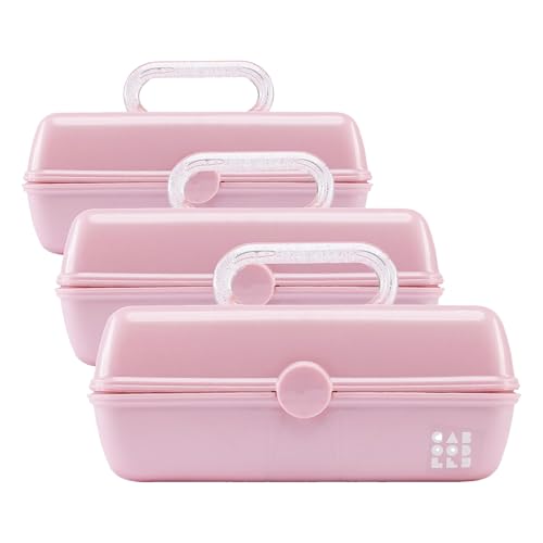 Caboodles Pretty in Petite Makeup Box, Pink Sparkle, 2 Swivel Trays, (Pack of 3) - color: Pink Sparkle, size: 8.82 x 5.88 x 3.66 inches (Pack of 3)