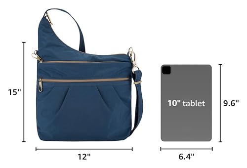 Travelon Anti-Theft Signature 3 Compartment Crossbody Bag - color: Ocean
