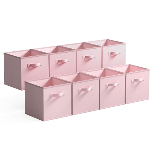 GRANNY SAYS Cube Storage Bins, 11 Inch Storage Cube Organizer, Collapsible Fabric Storage Cubes with Handle, Decorative Cube Storage Organizer for Shelves, Closet, Pink, 8-Pack - color: Pink, size: 11 Inch-8 Pack