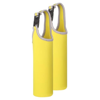 uxcell 2pcs Neoprene Carrier Water Bottle Sleeve, 15.5-20oz Insulated Water Glass Bottle Carrier Bag Collapsible Drink Bottle Sleeve Cover Holder with Handle, Yellow - color: Yellow