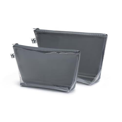 Tiny Twinkle Diaper Bag Organizing Pouches | 2 Pack Mess-Proof Travel Organizer Bags with Structured Bottom & Clear Front | TSA Approved Toiletry Bag Set for Baby and Mom Essentials (Charcoal) - color: Charcoal
