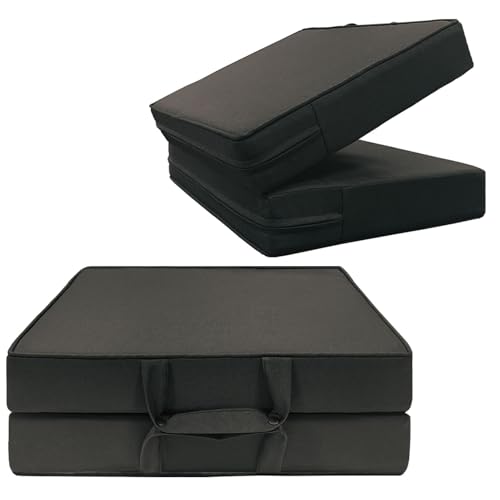 Stadium Seat Cushion 3.15 Inches Thick Portable with Handle Bleacher Cushions for Indoor Outdoor Events Waterproof Chair Pad - color: A-2 Black
