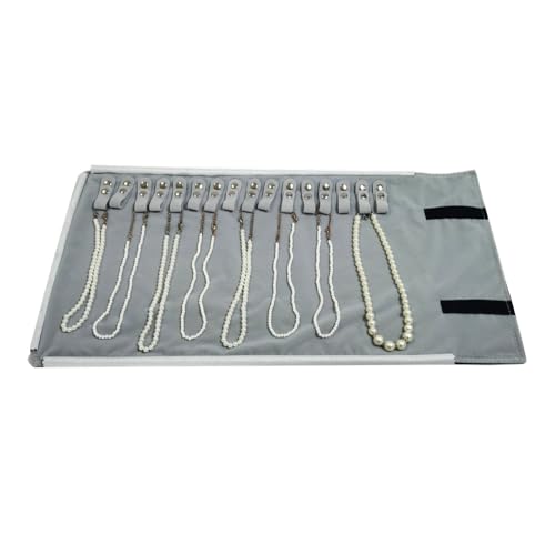 Velet Travel Jewelry Case Roll Bag Organizer for Necklace Bracelet Black Gray Velvet (Black Gray) - color: Black Gray