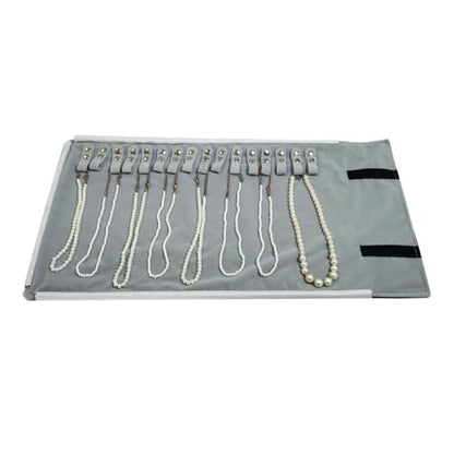 Velet Travel Jewelry Case Roll Bag Organizer for Necklace Bracelet Black Gray Velvet (Black Gray) - color: Black Gray