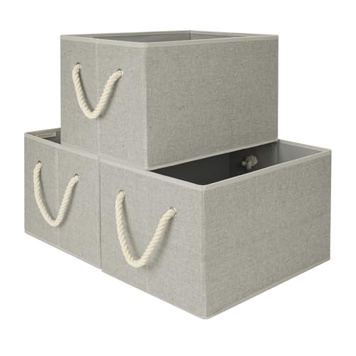 StorageWorks Fabric Storage Bins for Shelves, Storage Baskets for Closet Organization, Organizer Bins for Clothes Storage, Gray, Extra Large, 3-Pack - color: Gray, size: Extra Large