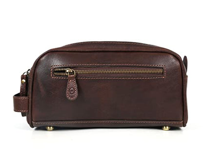 Leather Toiletry Travel Pouch Leather Waterproof Dopp Kit By Aaron Leather Goods - color: Honey Brown