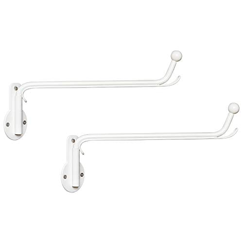 Mkono Wall Mounted Clothes Hanger with Swing Arm Holder Valet Hook Metal Hanging Laundry Drying Rack Space Saver for Closet Organizer, Laundry Room Organization Bathroom, Bedroom,2 Pcs, White - color: White