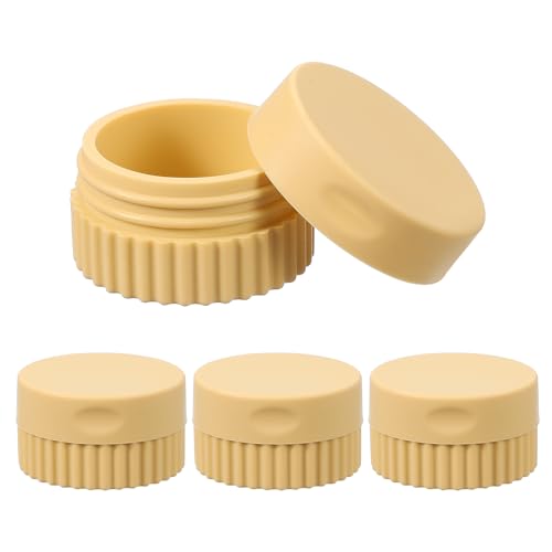 uxcell 4pcs Travel Containers for Toiletries, 0.68oz 20ml Small Silicone Cream Jars Leak-proof Travel Essentials with Lid for Cosmetic Body Skin Cream, Dark Yellow - color: Dark Yellow